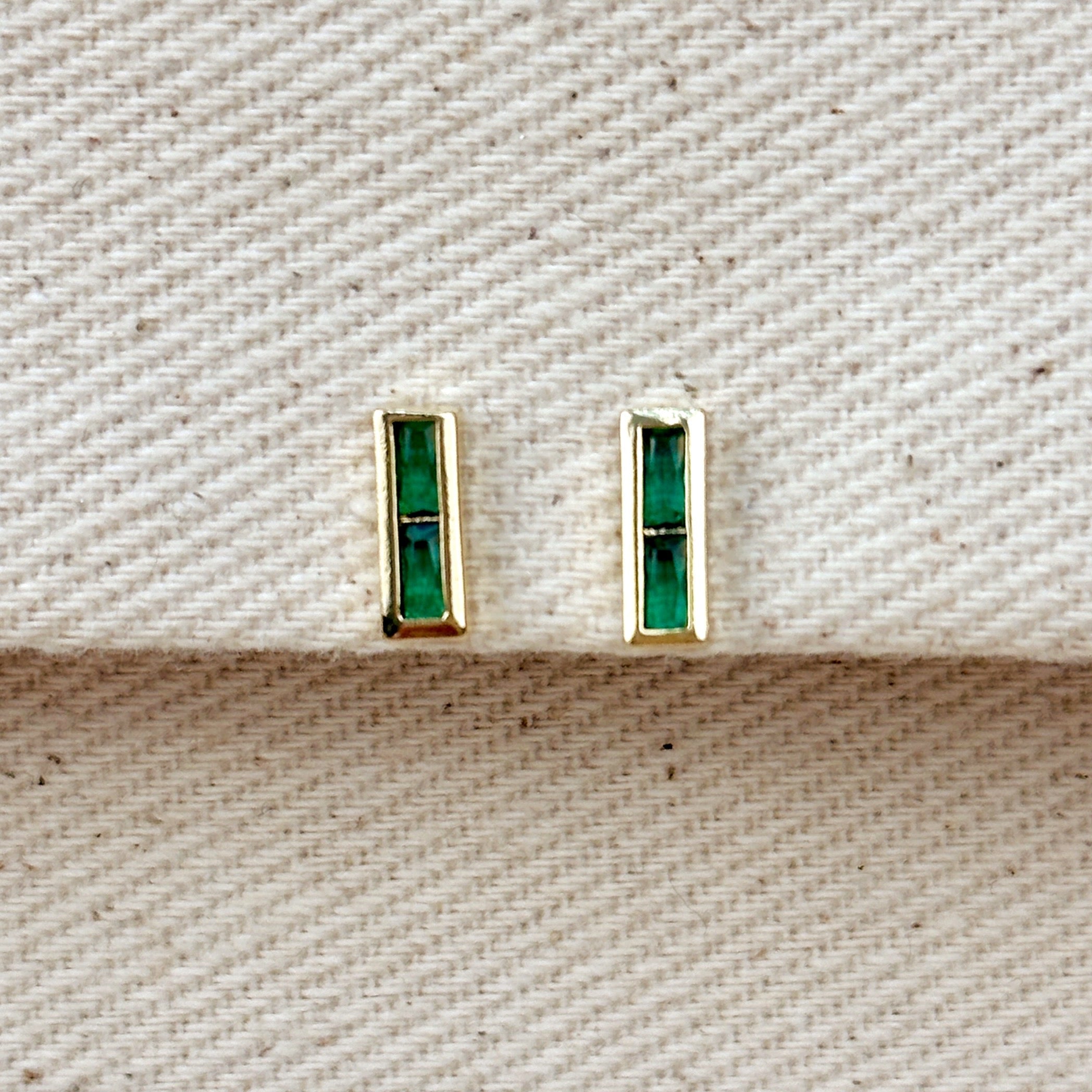 Double Baguette Stud Earrings