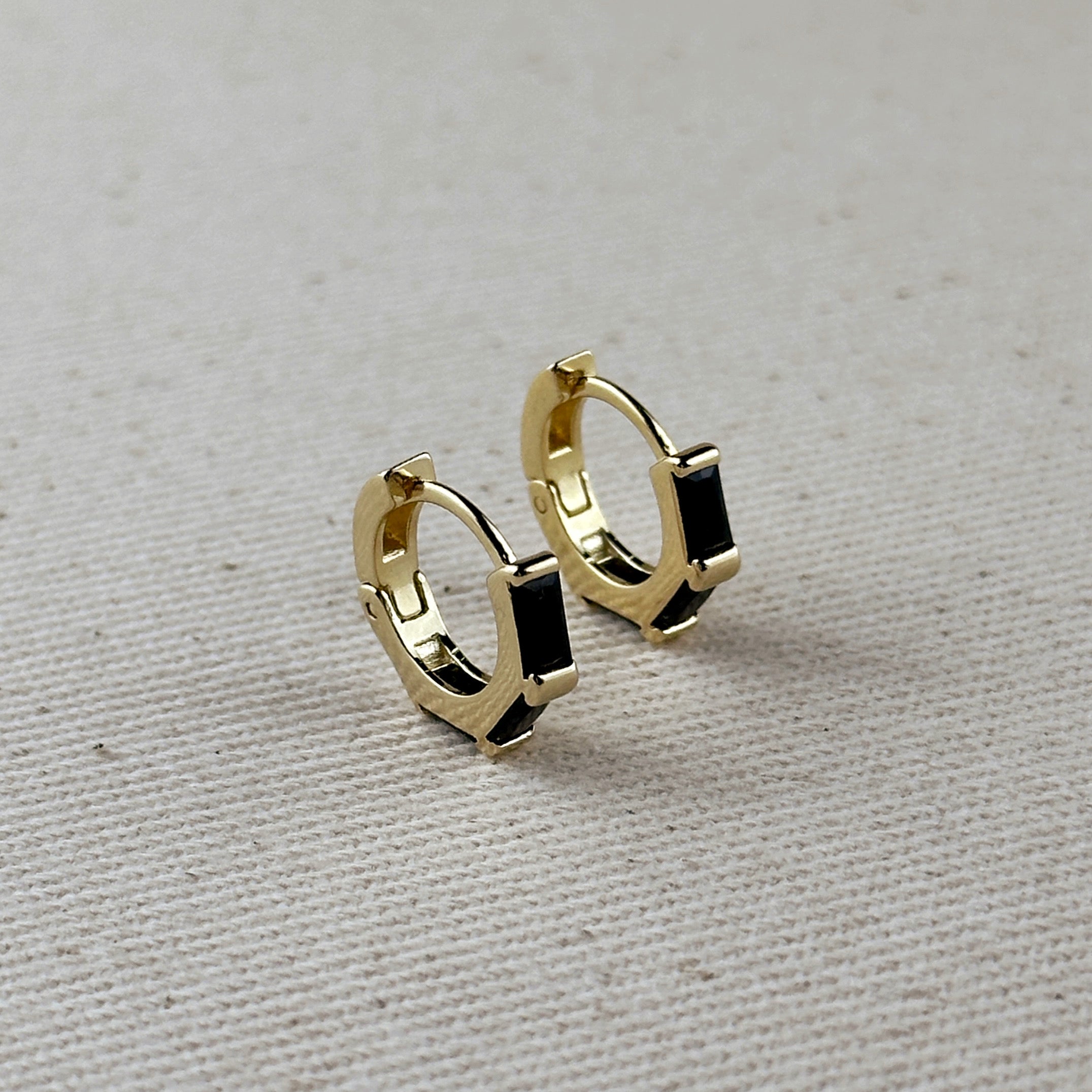 Baguette CZ Clicker Hoop Earrings