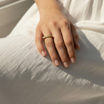 faith ring, word signet ring, engraved gold ring, inspirational jewelry, gold statement ring, personalized word ring, on-model ring photography, meaningful jewelry gift