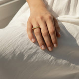 faith ring, word signet ring, engraved gold ring, inspirational jewelry, gold statement ring, personalized word ring, on-model ring photography, meaningful jewelry gift