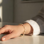 pearl station bracelet, wire wrapped pearl bracelet, oval pearl bracelet, gold and pearl bracelet, dainty pearl bracelet, adjustable pearl bracelet, rice pearl bracelet, lobster clasp pearl bracelet, bridal pearl bracelet, everyday pearl bracelet, layering bracelet, women’s pearl bracelet