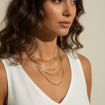 layered box chain necklace, cascading gold necklace, multi strand necklace, graduated chain necklace, 18k gold layered necklace, box chain necklace set, delicate gold layering necklace, stacked chain necklace