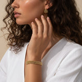 Triple Beaded C-Hoop Earrings