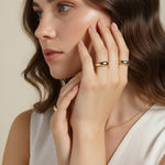 chunky dome ring, gold dome ring set, stackable gold rings, bold gold ring, 18k gold overlay ring, statement ring stack, teardrop dome ring, thick gold band ring