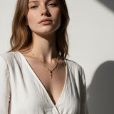 Ethereal Beauty: 18k Gold Overlay Delicate Rosary Necklace