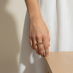vertical bar ring, gold bar ring on model, minimalist geometric ring, modern stacking ring, architectural gold ring, sleek bar ring styled, everyday gold ring, statement bar ring