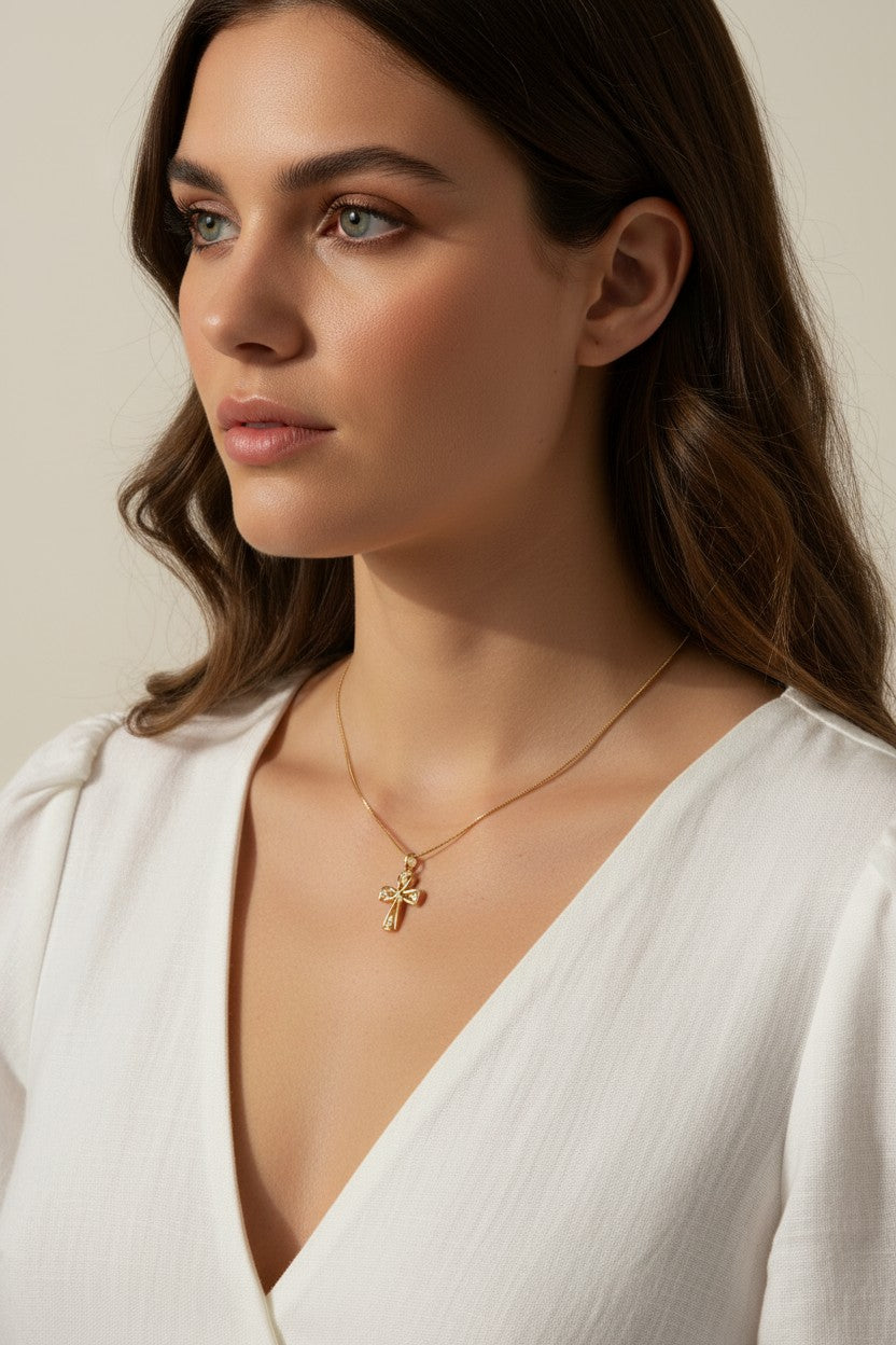 , decorative cross pendant fit, vintage style cross necklace