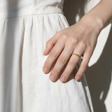 dainty gold band ring, beaded stacking ring, thin gold ring on model, minimalist stackable ring, scalloped gold band, everyday gold ring, delicate band ring