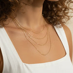 layered satellite necklace, beaded chain necklace, cascading gold necklace, dainty layered necklace, 18k gold satellite chain, multi strand beaded necklace, delicate gold necklace set, graduated layered chain