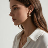 CZ & pearl Drop Stud Earrings
