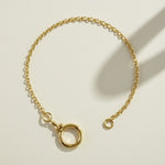 gold rolo chain bracelet, round clasp bracelet, charm holder bracelet, spring ring clasp bracelet, build your own charm bracelet, interchangeable charm bracelet, gold chain bracelet with ring clasp, layering bracelet, minimalist gold bracelet, modern gold chain bracelet, everyday gold bracelet, women’s gold bracelet