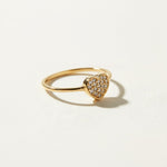 pavé heart ring, gold heart ring, dainty stackable ring, cubic zirconia heart ring, thin band heart ring, sparkle heart ring, delicate gold ring, romantic stacking ring