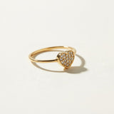 pavé heart ring, gold heart ring, dainty stackable ring, cubic zirconia heart ring, thin band heart ring, sparkle heart ring, delicate gold ring, romantic stacking ring