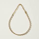 Milano Marvel Choker flat lay, baguette CZ choker detail, gold choker necklace, sideway baguette necklace, 18k gold overlay choker, statement choker necklace, sparkle choker, luxury choker necklace