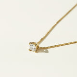 princess cut solitaire necklace, gold solitaire pendant necklace, cubic zirconia solitaire necklace, dainty gold necklace, box chain necklace, adjustable extender chain necklace, minimalist pendant necklace, prong set pendant, bridal necklace, anniversary gift, bridesmaid gift, gift for her, everyday sparkle necklace