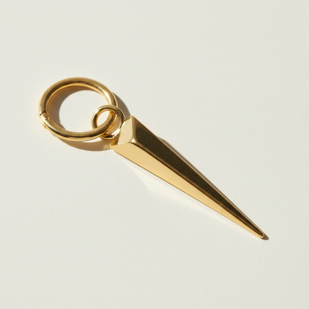 gold spike charm, triangle charm pendant, geometric gold charm, interchangeable spike charm, layering charm necklace, gold pyramid charm, edgy gold charm jewelry