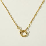 gold rolo chain necklace, round clasp necklace, charm holder necklace, spring ring clasp necklace, build your own charm necklace, interchangeable pendant necklace, gold chain with ring clasp, layering chain necklace, front clasp necklace, modern gold chain, everyday gold necklace, women’s gold chain necklace