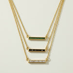 baguette bar necklace, emerald baguette pendant, black baguette bar necklace, clear baguette pendant necklace, gold bar necklace baguette stones, layering bar necklace, baguette pendant set, minimalist stone bar necklace