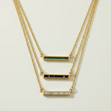 baguette bar necklace, emerald baguette pendant, black baguette bar necklace, clear baguette pendant necklace, gold bar necklace baguette stones, layering bar necklace, baguette pendant set, minimalist stone bar necklace