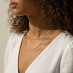 layered chain necklace duo, two chain necklace set, mixed chain layering, dainty gold necklace stack, 18k gold layered chains, gold necklace duo, simple layered necklace, everyday gold chain set