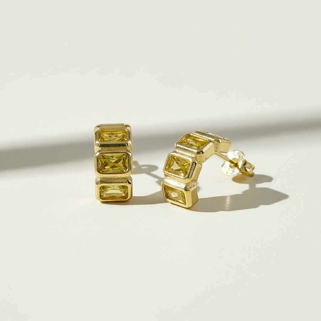 Chunky Baguette CZ Earrings