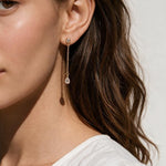 gold chain drop earrings, pear drop earrings, crystal drop stud earrings, dainty dangle earrings, bridal drop earrings, teardrop crystal earrings, gold chain dangle earrings, cubic zirconia drop earrings, delicate gold earrings, wedding earrings, elegant everyday earrings, women’s drop earrings