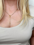Divine Baguette Pearl Rosary Necklace