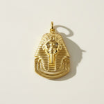 gold pharaoh pendant, Egyptian mask necklace charm, King Tut pendant, statement gold pendant, Egyptian jewelry, textured gold pendant, historical pendant, layering necklace charm