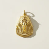 gold pharaoh pendant, Egyptian mask necklace charm, King Tut pendant, statement gold pendant, Egyptian jewelry, textured gold pendant, historical pendant, layering necklace charm