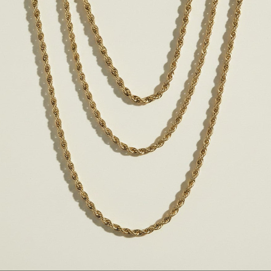 Gold Rope Chain Necklace — Available in Multiple Lengths, gold rope chain necklace, rope chain multiple lengths