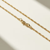 : twisted rope chain necklace, singapore chain necklace, gold rope chain, layered rope necklace, 18k gold twisted chain, textured gold necklace, classic rope chain, gold chain clasp detail