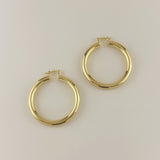Brazilian Elegance: Valentina Hoop High Polished 18k Gold Overlay