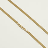 herringbone chain necklace flat lay, 18k gold overlay chain detail, 4mm herringbone chain necklace, gold snake chain necklace, herringbone clasp detail, single strand gold chain, classic herringbone necklace, flat link chain necklace