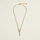 Ethereal Beauty: 18k Gold Overlay Delicate Rosary Necklace