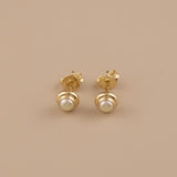 Mini Bezel Pearl Stud