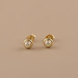 Mini Bezel Pearl Stud