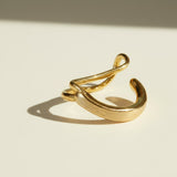 gold ear cuff, wave ear cuff, no piercing ear cuff, sculptural ear cuff, hammered gold ear cuff, organic shape earrings, double band ear cuff, minimalist ear cuff, non-pierced earrings, cartilage cuff, wire ear cuff, ear stack jewelry, artisan gold jewelry, gift for her