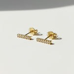 gold bar stud earrings, pavé bar earrings, crystal bar studs, minimalist bar earrings, cubic zirconia bar studs, dainty gold studs, linear stud earrings, everyday stud earrings, sparkle bar earrings, ear stack studs, small bar earrings, bridesmaid gift, gift for her