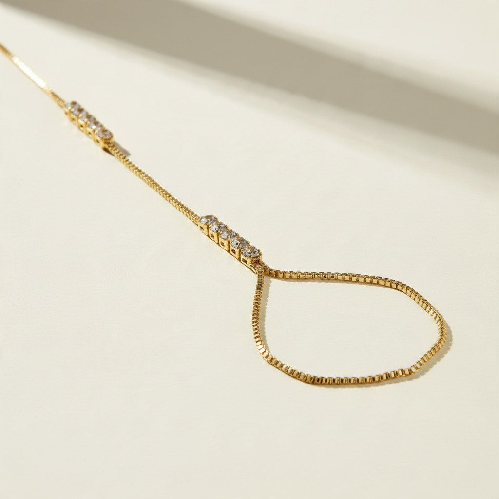 gold hand chain bracelet, slave bracelet, finger ring bracelet, hand harness jewelry, crystal hand chain, bridal hand chain, bracelet with ring attached, dainty gold hand chain, box chain bracelet with crystals, heart extender bracelet, party hand jewelry, women’s hand chain