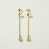 gold chain drop earrings, pear drop earrings, crystal drop stud earrings, dainty dangle earrings, bridal drop earrings, teardrop crystal earrings, gold chain dangle earrings, cubic zirconia drop earrings, delicate gold earrings, wedding earrings, elegant everyday earrings, women’s drop earrings