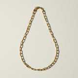 paperclip chain necklace, gold paperclip necklace, rectangular link chain, chunky chain necklace, lobster clasp necklace, layering chain necklace, everyday gold chain, link chain necklace detail