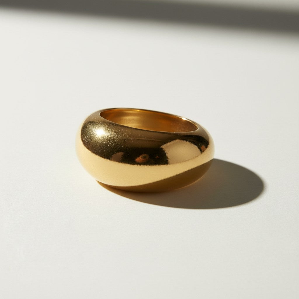 bombe dome ring, chunky bold gold ring, wide dome ring, statement gold ring, 18k gold overlay ring, oversized dome ring, sculptural gold ring, bold gold band ring