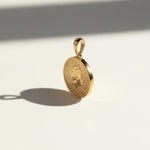 gold coin pendant, Queen Elizabeth coin necklace, vintage coin jewelry, medallion pendant gold, coin charm necklace, textured gold pendant, collectible coin jewelry, layering pendant