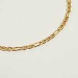 gold figaro chain necklace, figaro link necklace, classic gold chain, adjustable gold necklace, layering chain necklace, flat link necklace, everyday gold jewelry, statement chain necklace