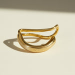 gold ear cuff, wave ear cuff, no piercing ear cuff, sculptural ear cuff, hammered gold ear cuff, organic shape earrings, double band ear cuff, minimalist ear cuff, non-pierced earrings, cartilage cuff, wire ear cuff, ear stack jewelry, artisan gold jewelry, gift for her