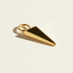 gold spike charm, triangle charm pendant, geometric gold charm, interchangeable spike charm, layering charm necklace, gold pyramid charm, edgy gold charm jewelry