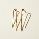 arch drop earrings, beaded wire earrings, gold U-shaped earrings, minimalist drop earrings, linear gold earrings, long wire earrings, geometric drop earrings, stud post drop earrings