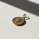 gold coin pendant, Queen Elizabeth coin necklace, vintage coin jewelry, medallion pendant gold, coin charm necklace, textured gold pendant, collectible coin jewelry, layering pendant