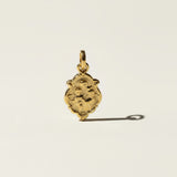 gold religious medallion, saint pendant necklace charm, vintage medal pendant, devotional jewelry, ornate gold pendant, textured gold medallion, symbolic religious jewelry, layering pendant
