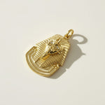 gold pharaoh pendant, Egyptian mask necklace charm, King Tut pendant, statement gold pendant, Egyptian jewelry, textured gold pendant, historical pendant, layering necklace charm